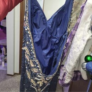 Deep blue beaded sterling dress by Stone Ferris